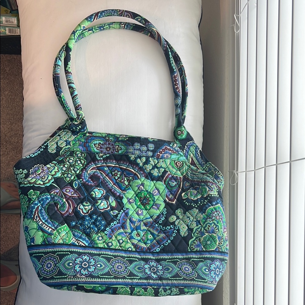 Vera Bradley Quilted Green and Blue Tote Bag and matching wallet